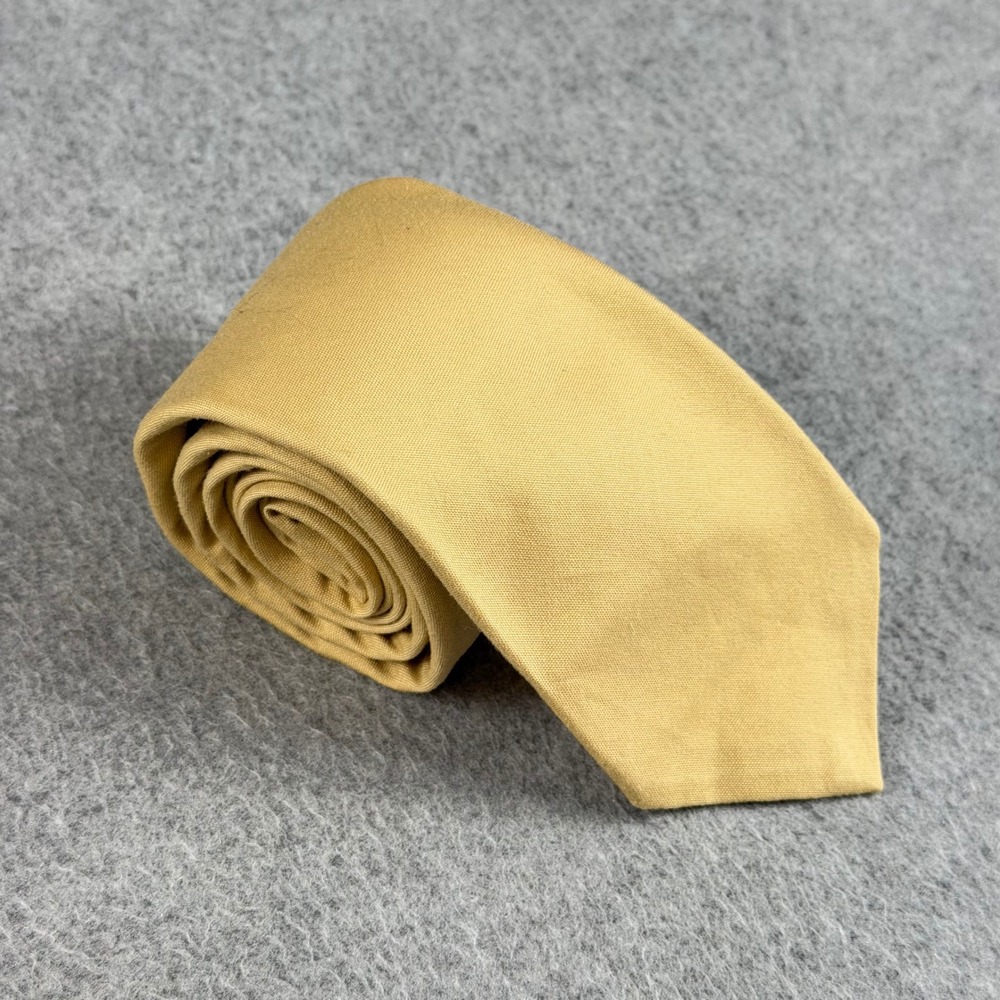 Vintage 80s Robert Talbott Mustard Yellow Cotton Tie D.J. Showalter 55x3" NOTE